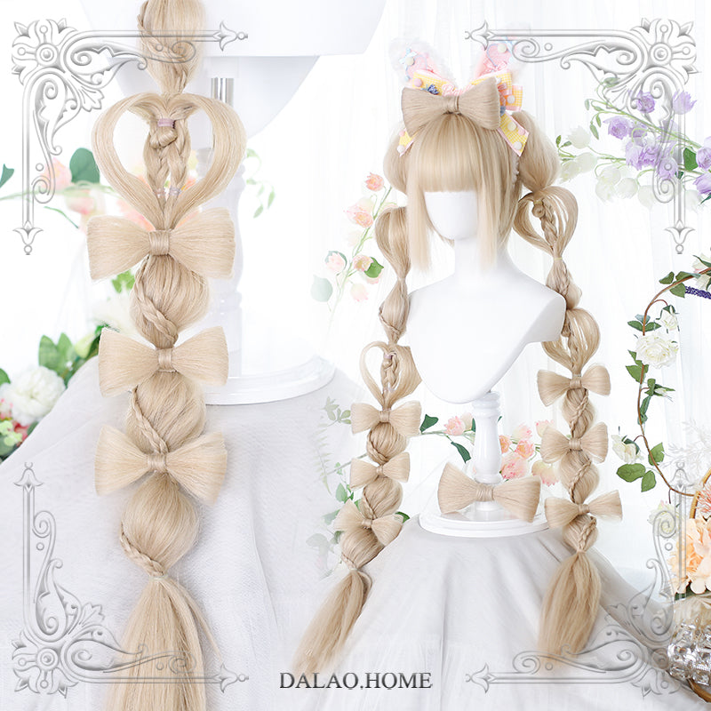 Dalao Home - Long Sweet Lolita Wig With Ponytails Yiwang Hutao hairstyle ①+ 8* bows