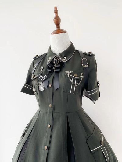 Your Highness~Evil Python 2.0~Military Lolita Gothic OP Dress XS army green 