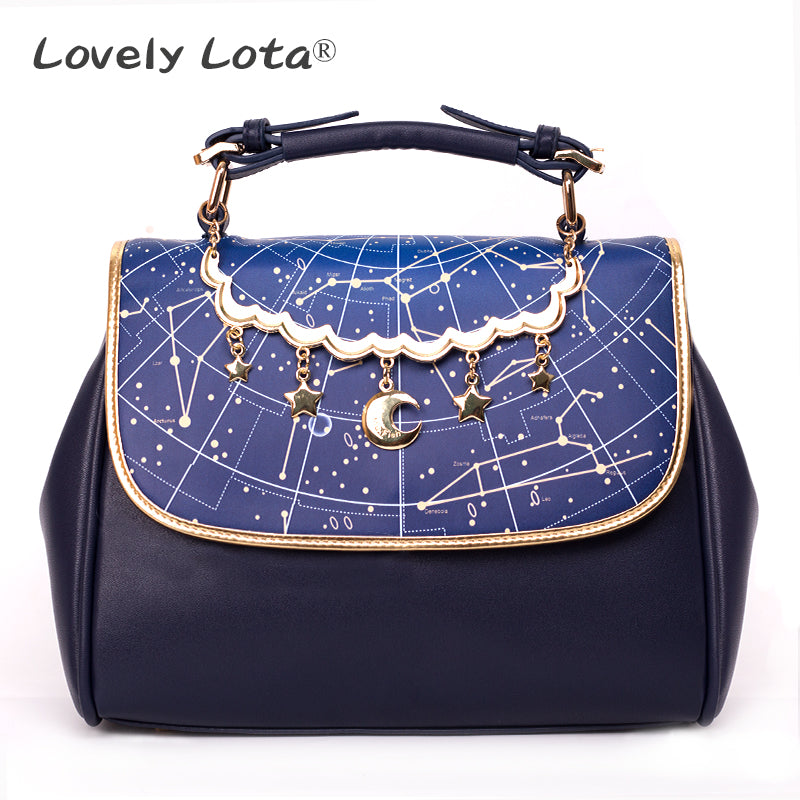 LovelyLota~Star Dream~Gothic Lolita Star Bag blue (print)  