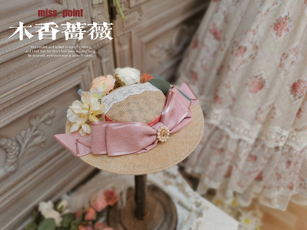 Miss Point~Woody Rose~Flower Lolita Hat pink small hat  