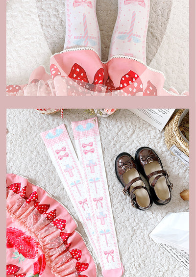 Roji roji~Sweet Bow Lolita Thigh stockings   