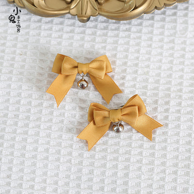 Xiaogui~Sweet Japan Fashion Lolita Bell Bow Clip ginger yellow  