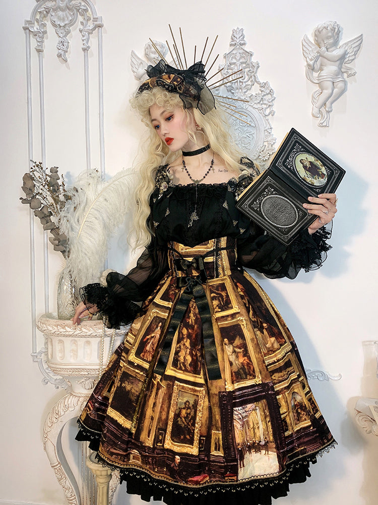 Balladeer~Open Shoulder Puff Sleeve Lolita Blouse   
