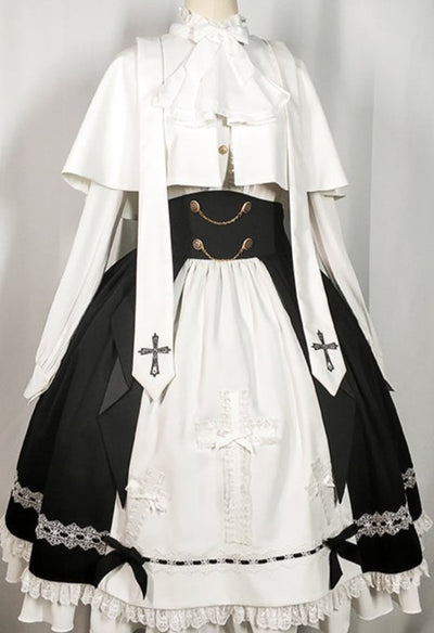 CastleToo~Holy Academy~Gothic Lolita Prince Skirt Set S white (cape+band+SK) 