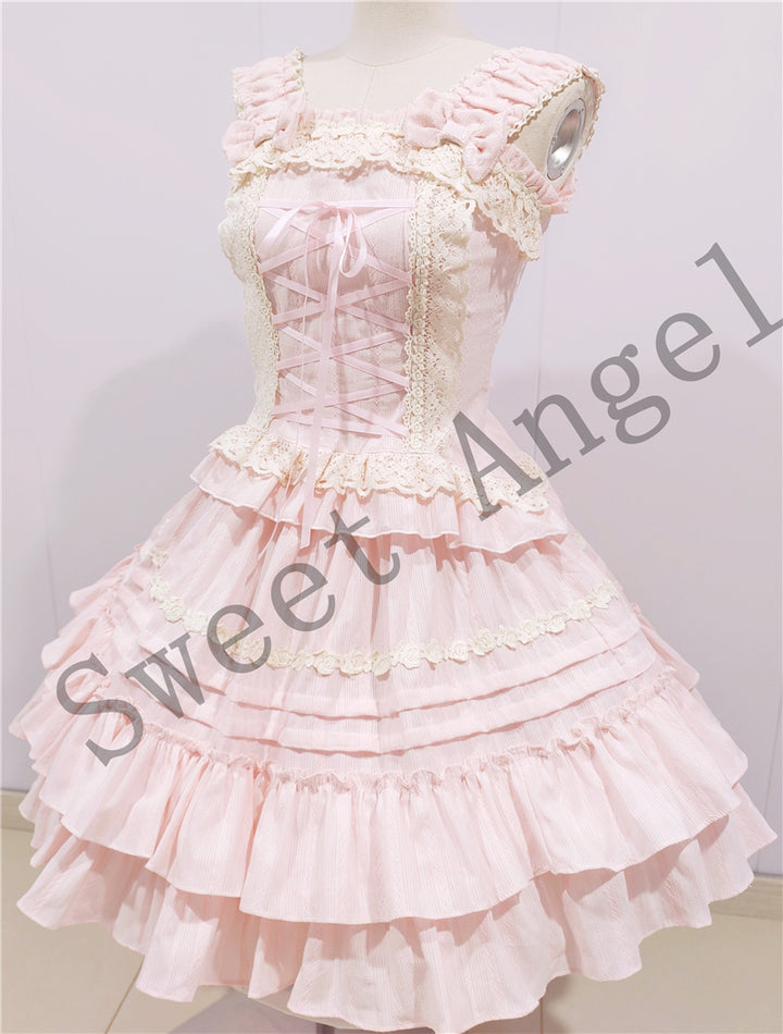 Sweet Angel~Balletcore Sweet Lolita Pink Dress Set   