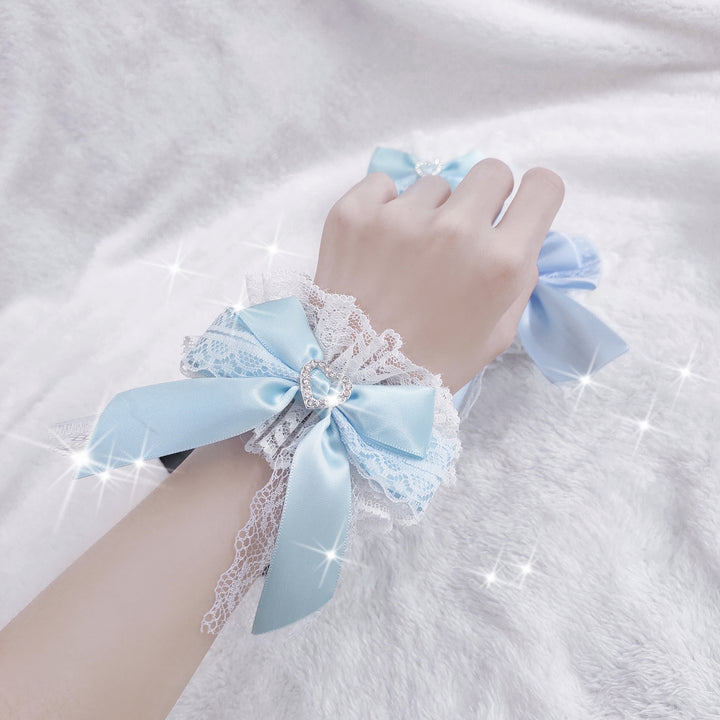 (Buyforme)Rabbit Lolita~Sweet Lolita Lace Heart Bow Hand Cuff   