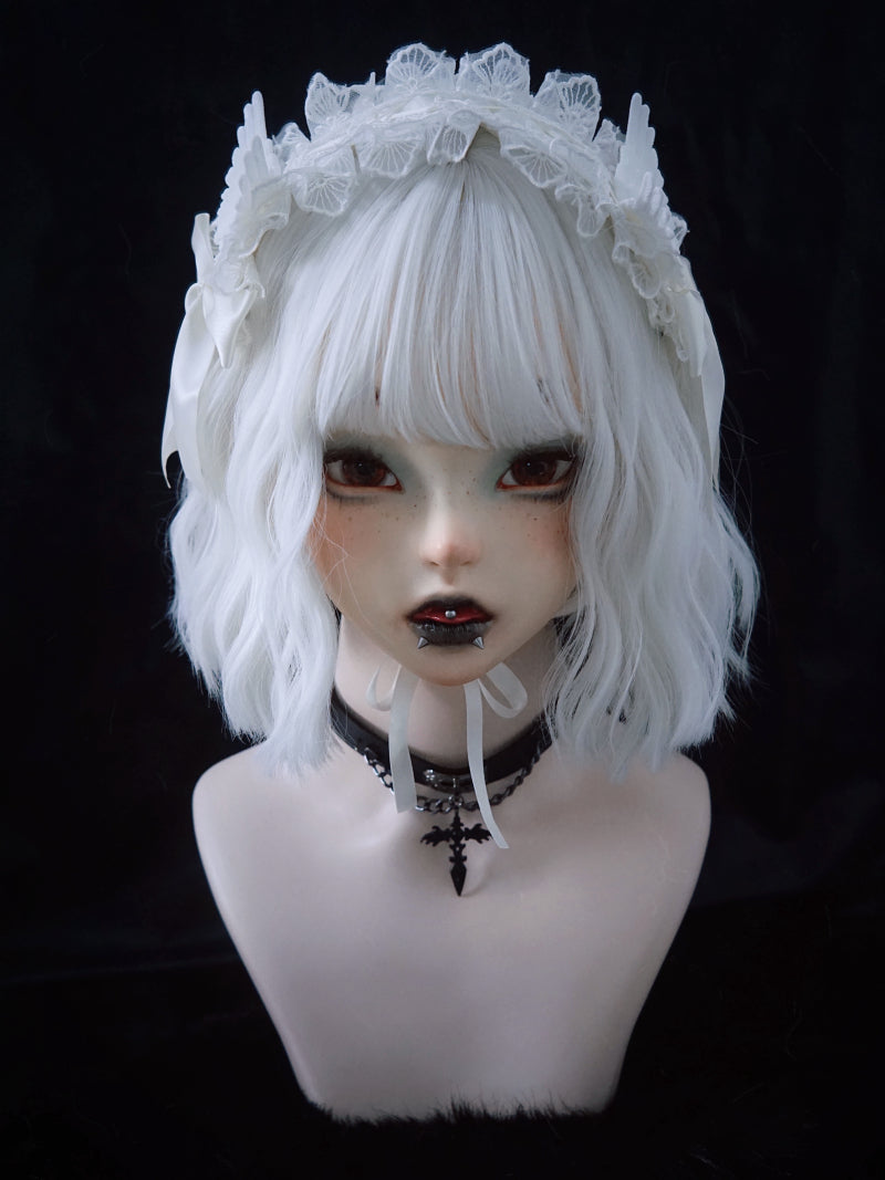 (Buyforme) Strange Sugar~Gothic Lolita White Lace Angel Wings Hairband free size  