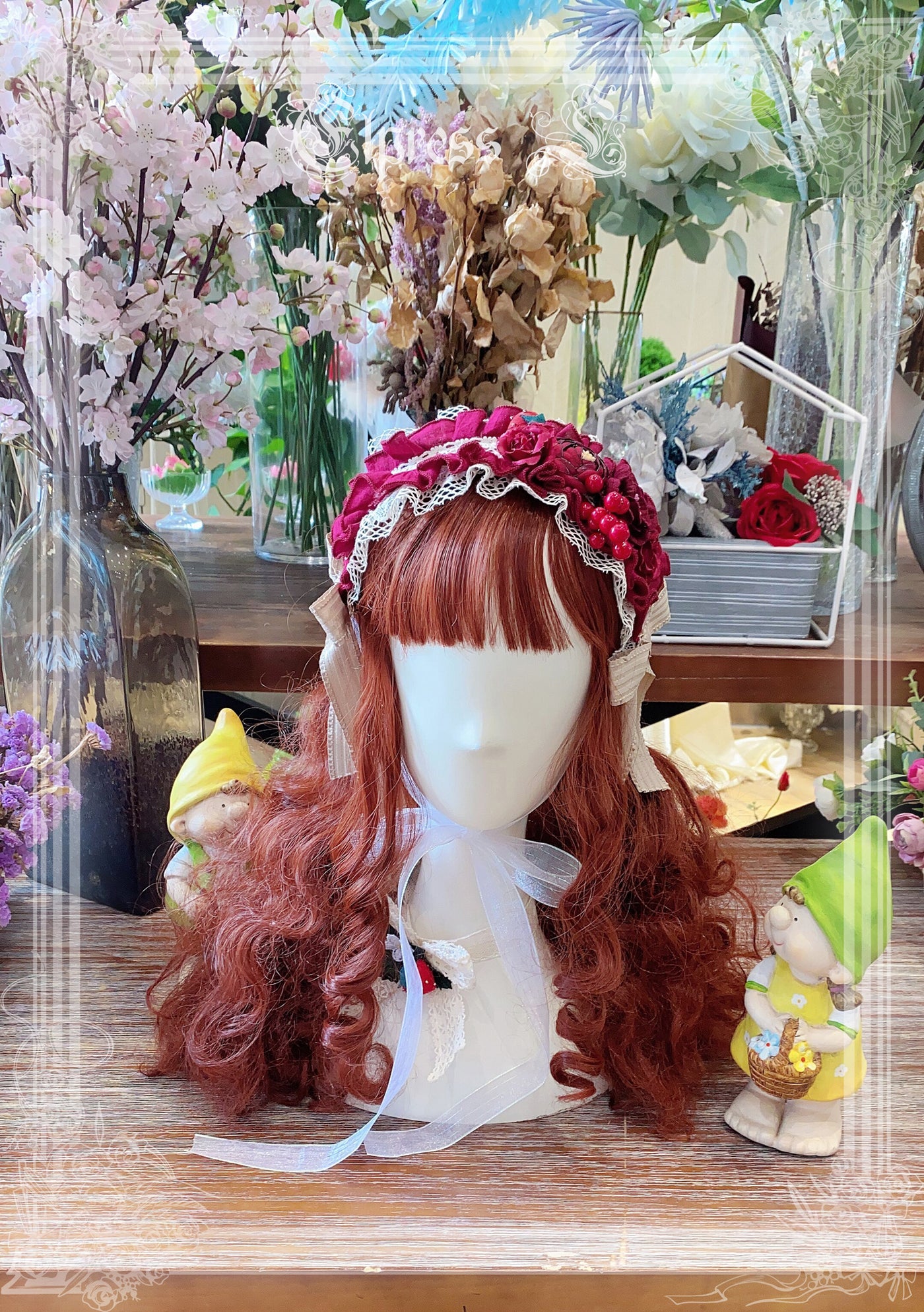 Elpress L～Country Lolita Accessory Hairband Choker Cuffs   