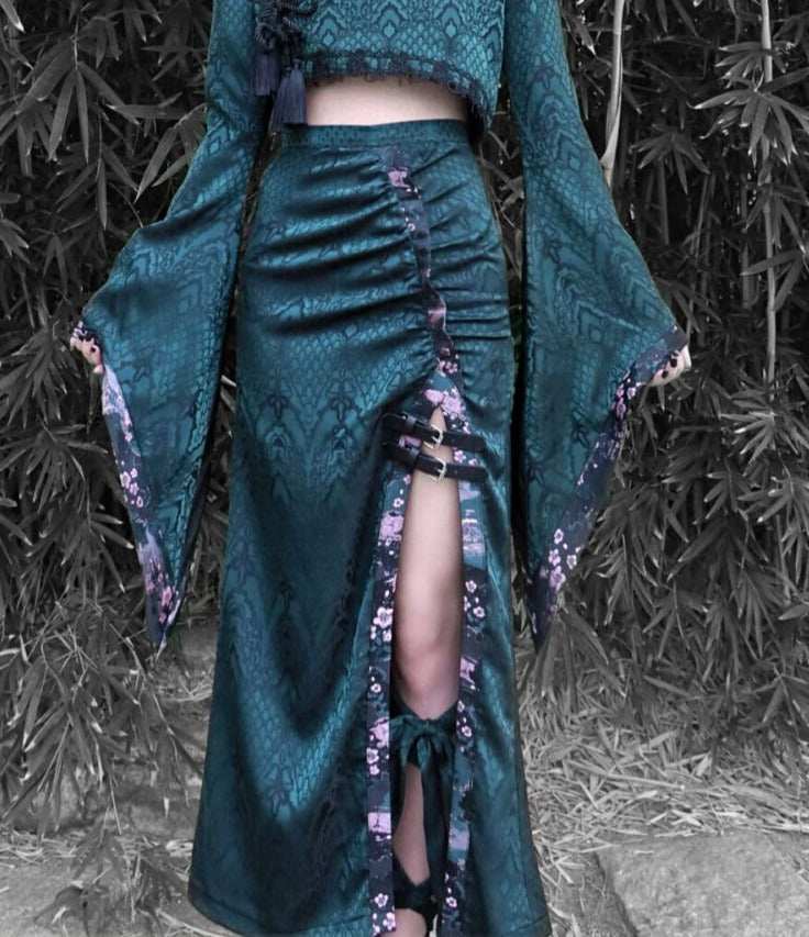 Blood Supply~Lustful Snake~ Slit Fishtail Gothic Lolita Skirt S dark green slit SK 