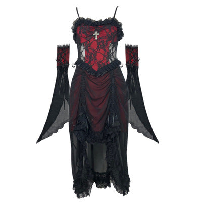 Blood Supply - Drawstring Christmas Gothic Lolita Long Dress S JSK+ cuffs