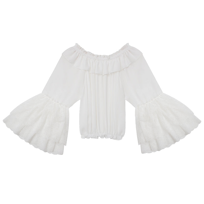 Sweet Angel~Large Princess Sleeve Chiffon Lolita Shirt M white 