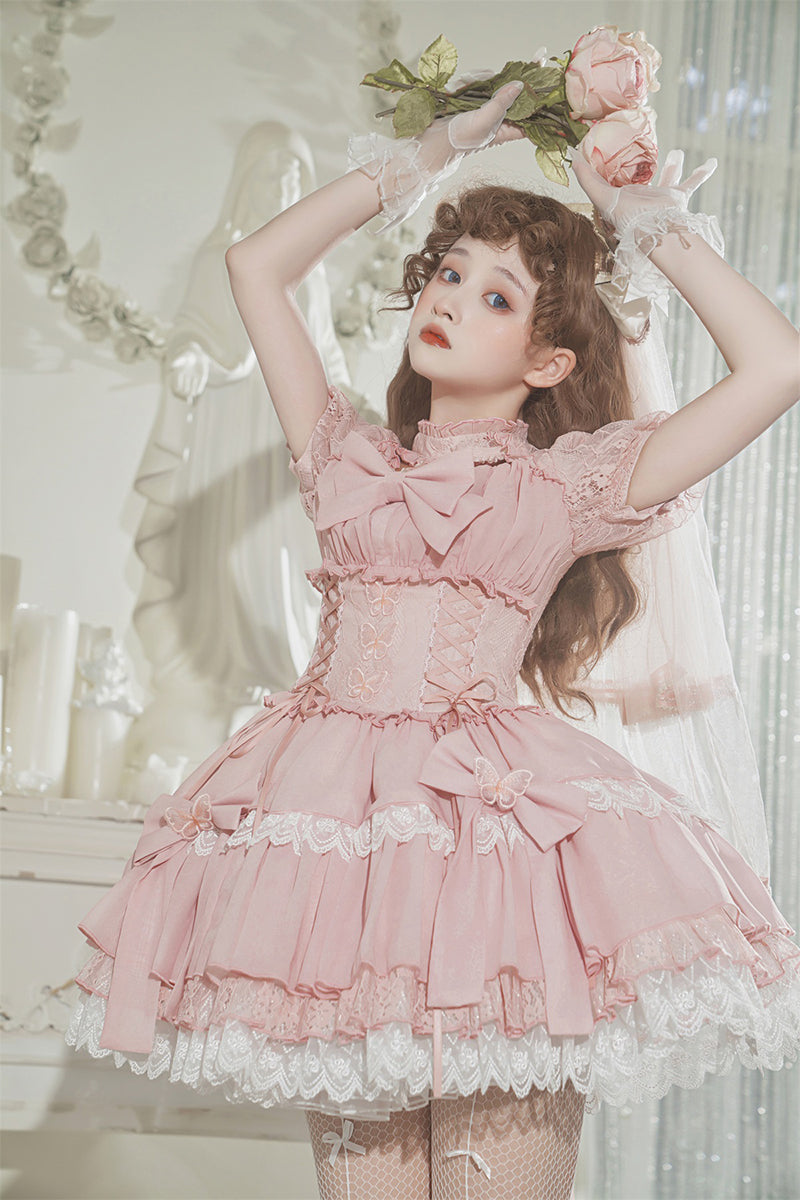 Your Princess - Cross Dream - Sweet Lolita Lace Pink OP Dress