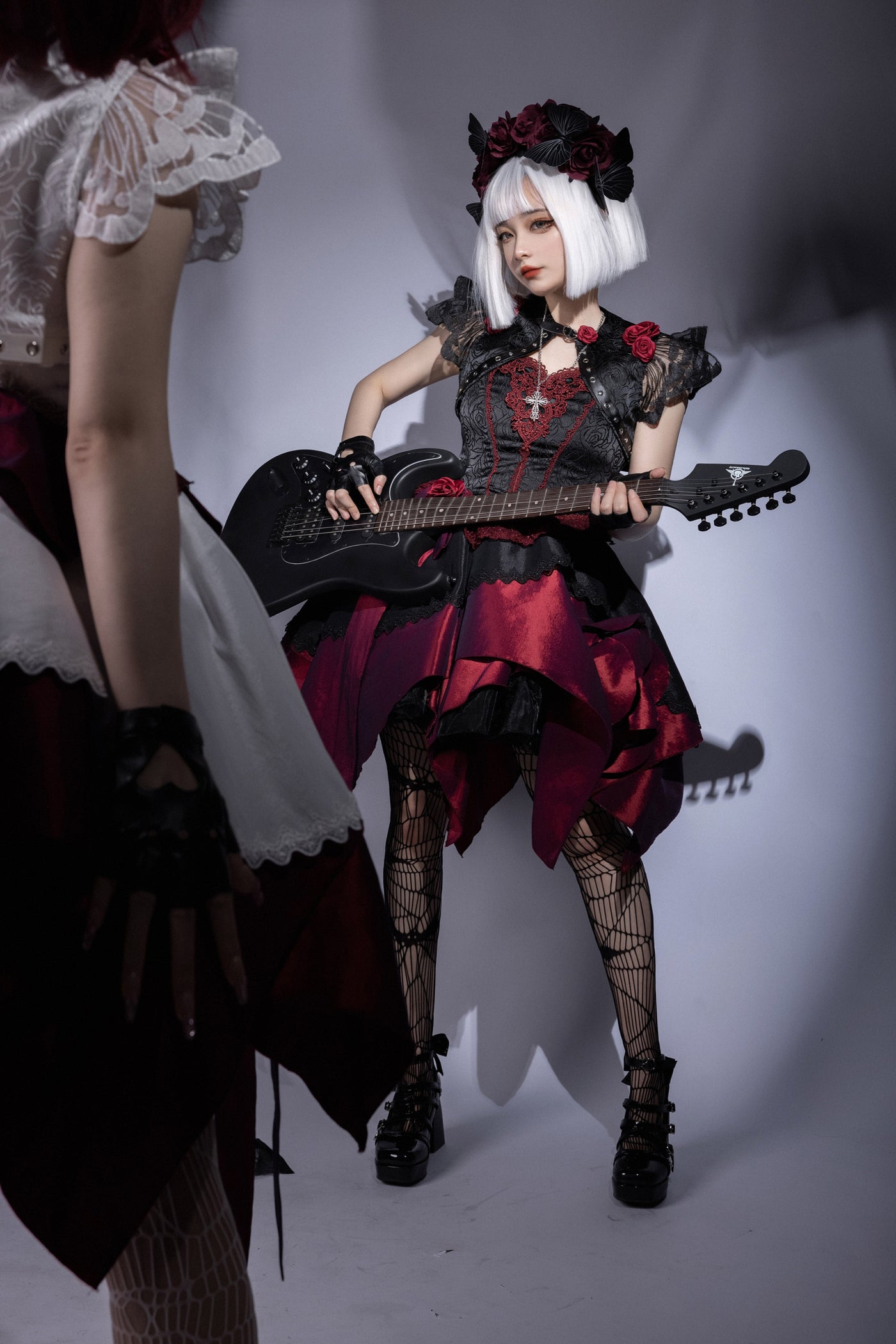 (Buyforme)Bloodthirst Rose~Lolita 3D Rose Dress Gothic Irregular JSK   
