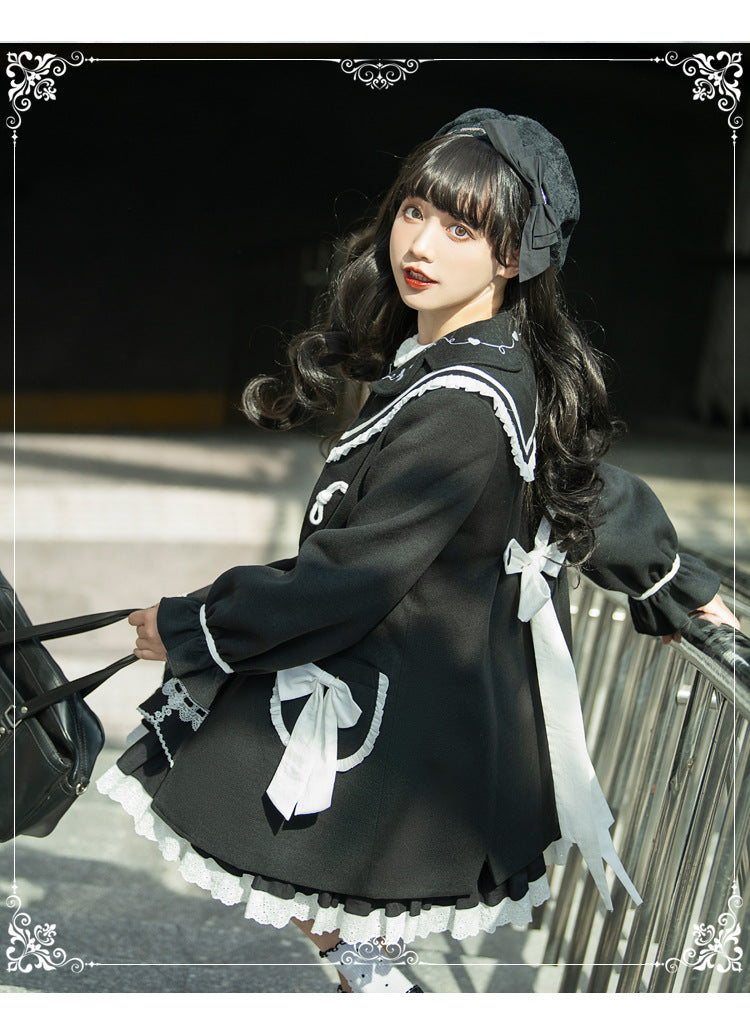 Eieyomi~Deck Log Japanese Preppy Style Lolita JK Coat   