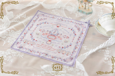 (Buy for me) CEL Lolita~Porcelain Teaparty~Embroidery Lolita Headress, Brooch and Bag Accessory purple small kerchief  