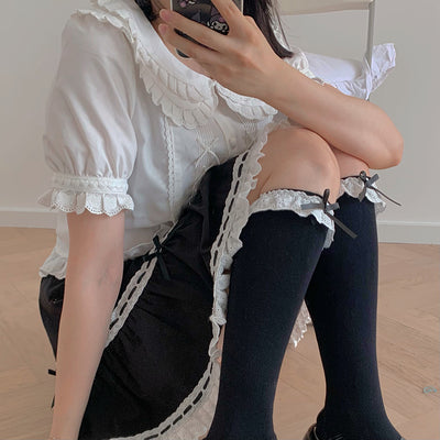 Roji roji~ Victoria Maid Lolita Lace Cotton Socks   