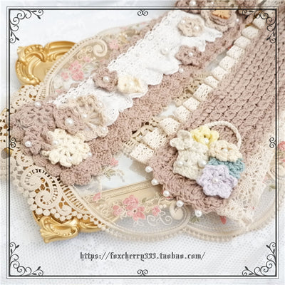 Fox Cherry~Elegant Pastoral Handmade Knitting Flower Hairband Multicolors dusty rose  