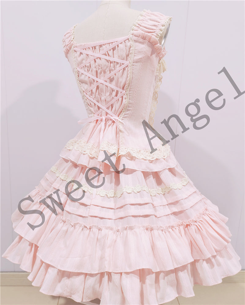 Sweet Angel~Balletcore Sweet Lolita Pink Dress Set   