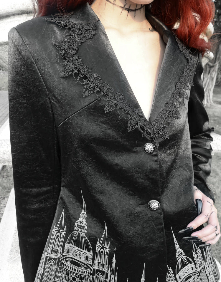Blood Supply~Night Visit with Vampire~Classical PU Leather Suit Coat   