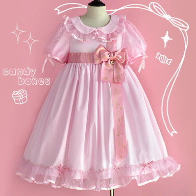 Pumpkin Cat~Candy Boxes Sweet Lolita OP Dress S pink with pink silk ribbon 