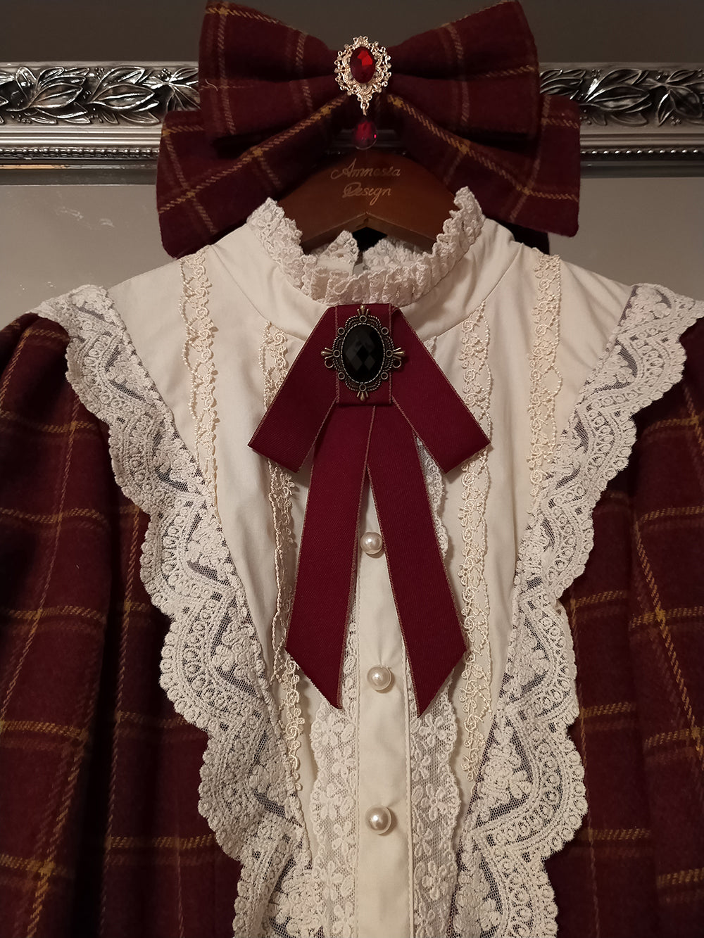 Miss Point~Rose Silhouette 3.0~Plaid Vintage Classic Lolita OP 3700:22259