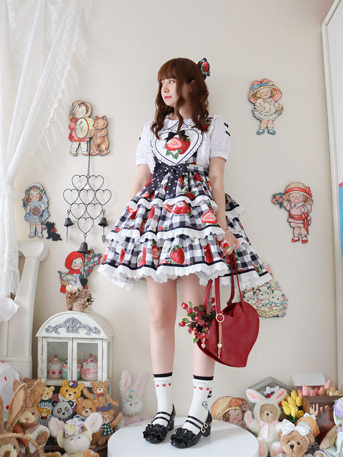 Alice Girl~Sweet Plaid Lolita Salopette Dress   