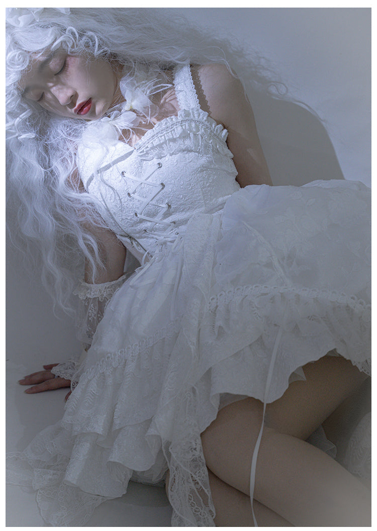 With PUJI~White Lover~Elegant Shiro Lolita Jumper Dress   