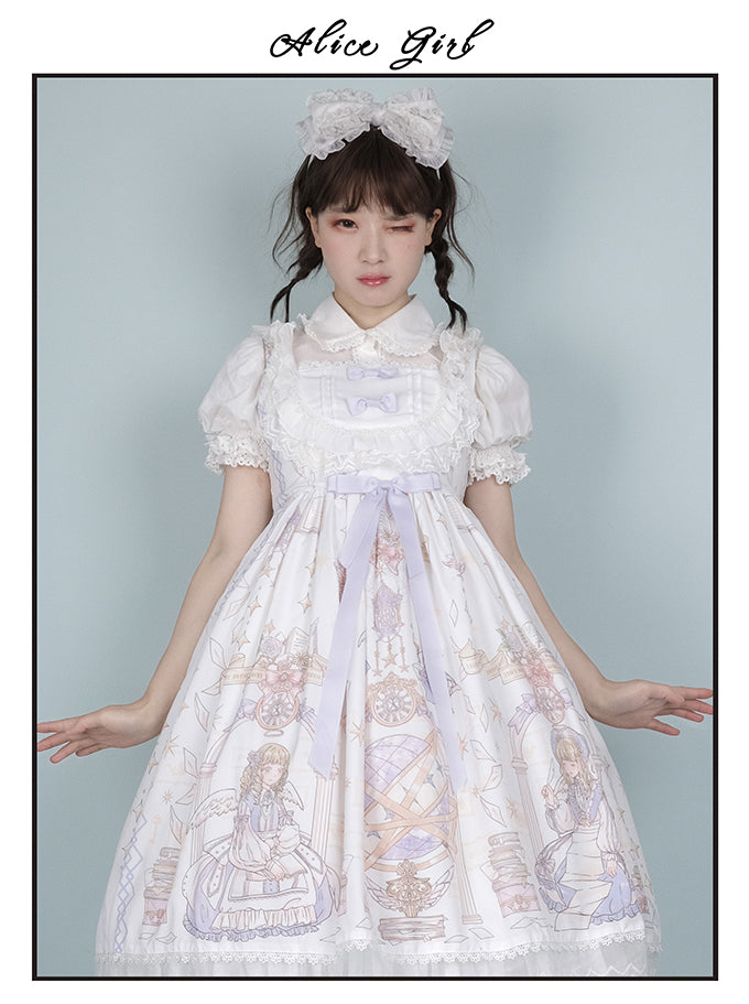 Alice Girl~Sweet Lolita Jumper Dress~Angel Print Lolita JSK   