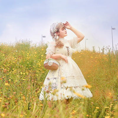 NanShengGe Lolita~Forest Bookmarks~Country Style Lolita JSK Dress S beige jsk 