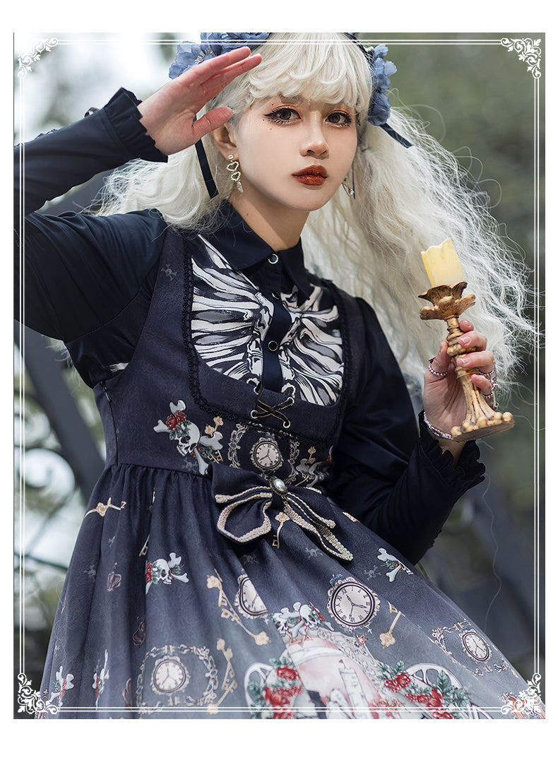 YingLuoFu~Black Fairytale~Gothic Twins Lolita JSK   