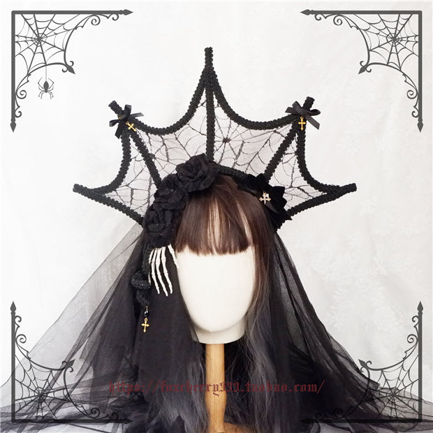 Fox Cherry - Gothic Flowers Hand Bone Cross Headdress