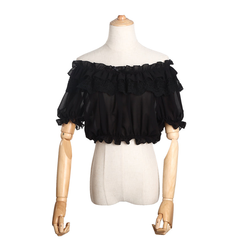 (Buy for me)ZhiJinYuan~Elegant Lolita Shirt Open Shoulder Blouse