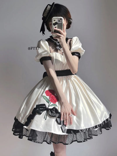 Sakuya Lolita~Meet the Rose~Kawaii Lolita  Daily OP satin op S 