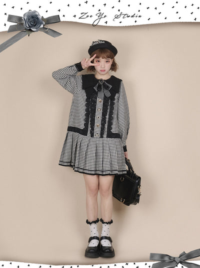 ZeeYe~Houndstooth Low Waistline Lolita Dress   