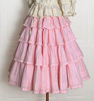 Boguta - Heidi Cotton Lolita Tiered SK Skirt M pink