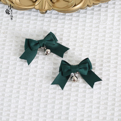Xiaogui~Sweet Japan Fashion Lolita Bell Bow Clip dark green  