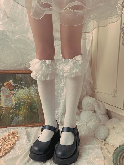 (BuyForMe) Mixiu~Lolita Bow Cotton Socks Lace Socks   