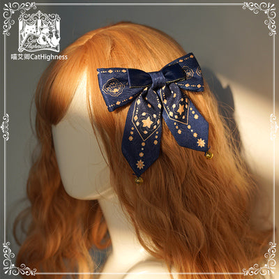 Cat Highness - Christmas New Year Han Lolita OP Dress S navy blue side clip
