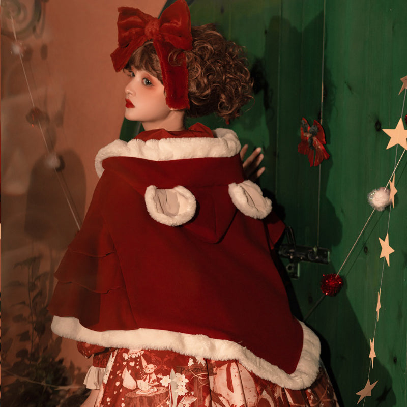 Your Princess~Bear Gift~Kawaii Lolita Christmas Dress and Cape