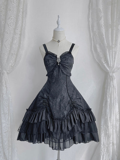 Alice Girl~Zhijian Flower~Qi Lolita Flounce JSK Bolero XS black (JSK) 