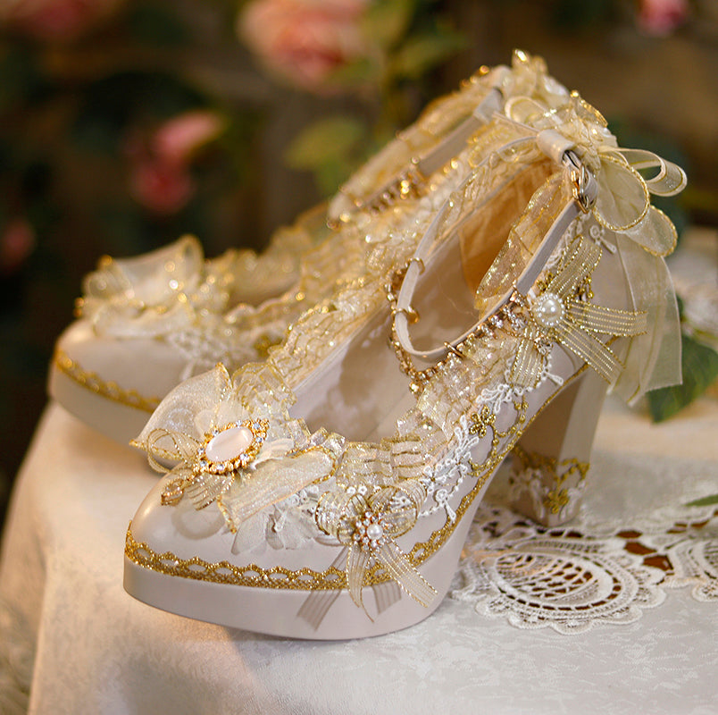 One Night~Handmade Luxuriant Tea Party Lolita Shoes   