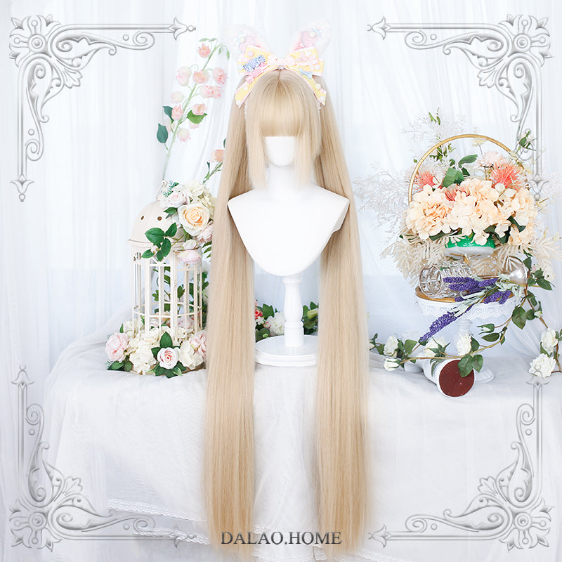 Dalao Home - Long Sweet Lolita Wig With Ponytails Yiwang Hutao base wig + ponytails without braid style