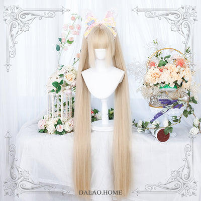 Dalao Home~Long Sweet Lolita Wig With Ponytails free size Yiwang Hutao base wig + ponytails without braid style 