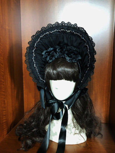 Surface Spell~Gothic Lolita Velvet Half Bonnet free size black 