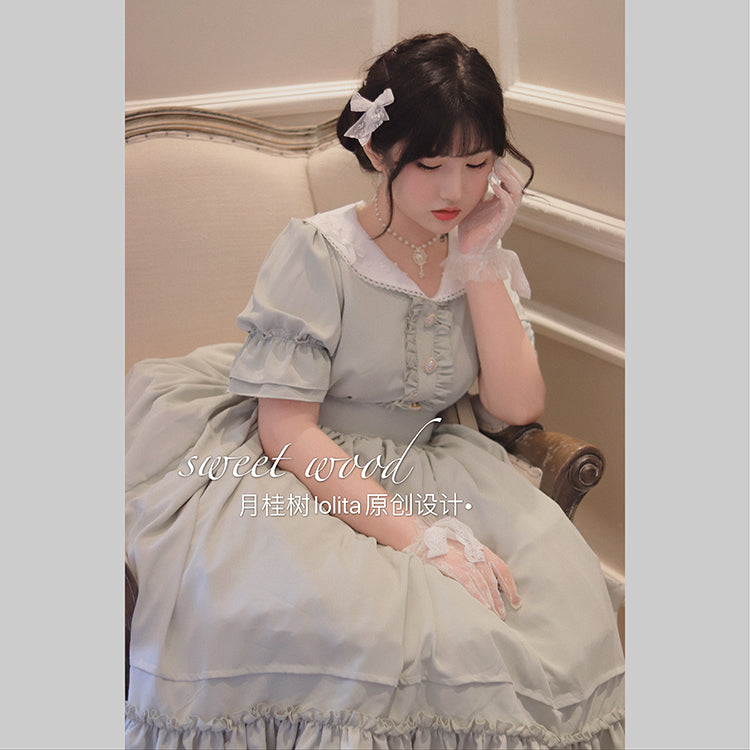 Sweet Wood - Plus Size Vintage Lolita OP Dress S Grass Green