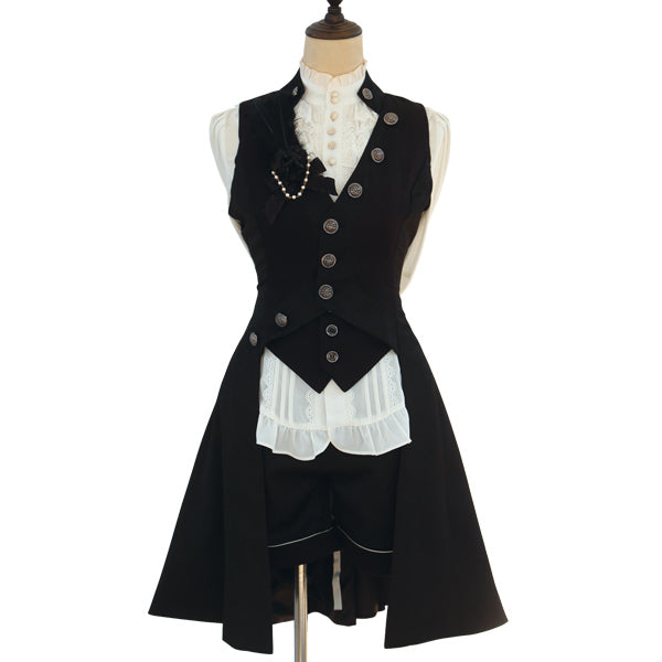 Immortal Thorn - Forever Night Poem - Male Lolita Ouji Lolita Vest S Black Vest