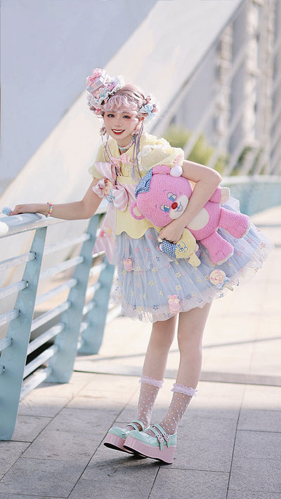 Alice Girl~Rainbow Candy Lolita Blouse Peter Pan Collar Shirt   