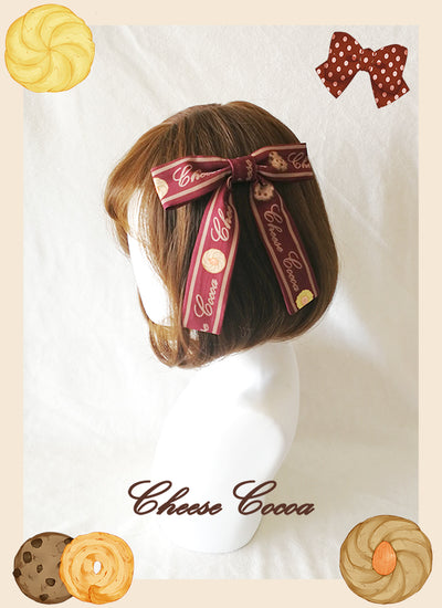 Cheese Cocoa~Sweet Cookies~Bow Hair Clip wine red color clip  