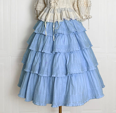 Boguta - Heidi Cotton Lolita Tiered SK Skirt M snow cyan