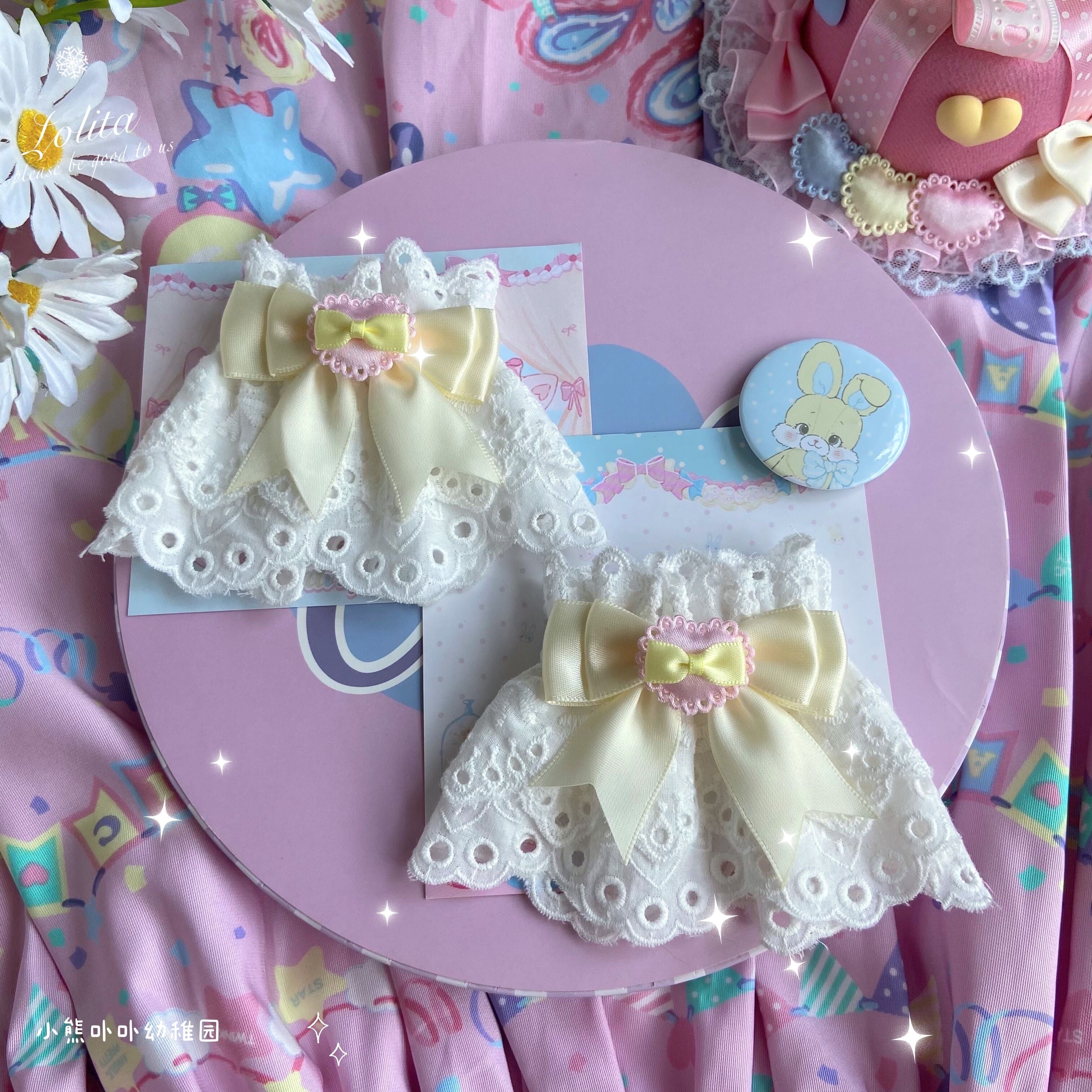 Bear Doll - Sweet Lolita Cuff with Heart and Bow yellow bow